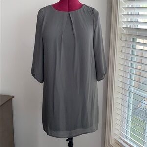 Gray Crepe Shift Dress